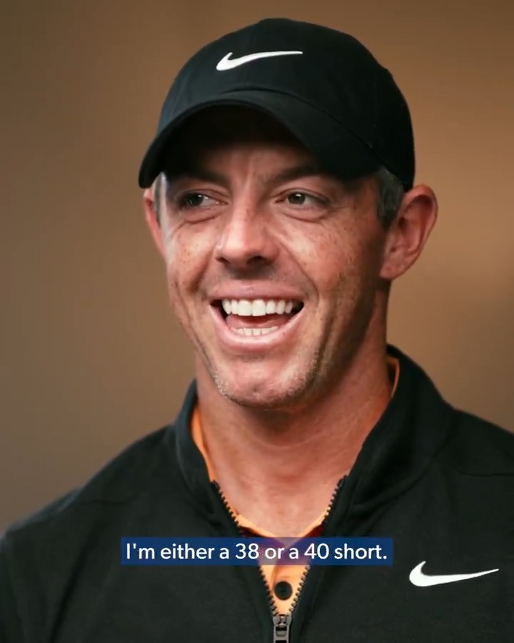 Rory discusses his green jacket size. “A little more fitted, a little more tapered and pinched in.”