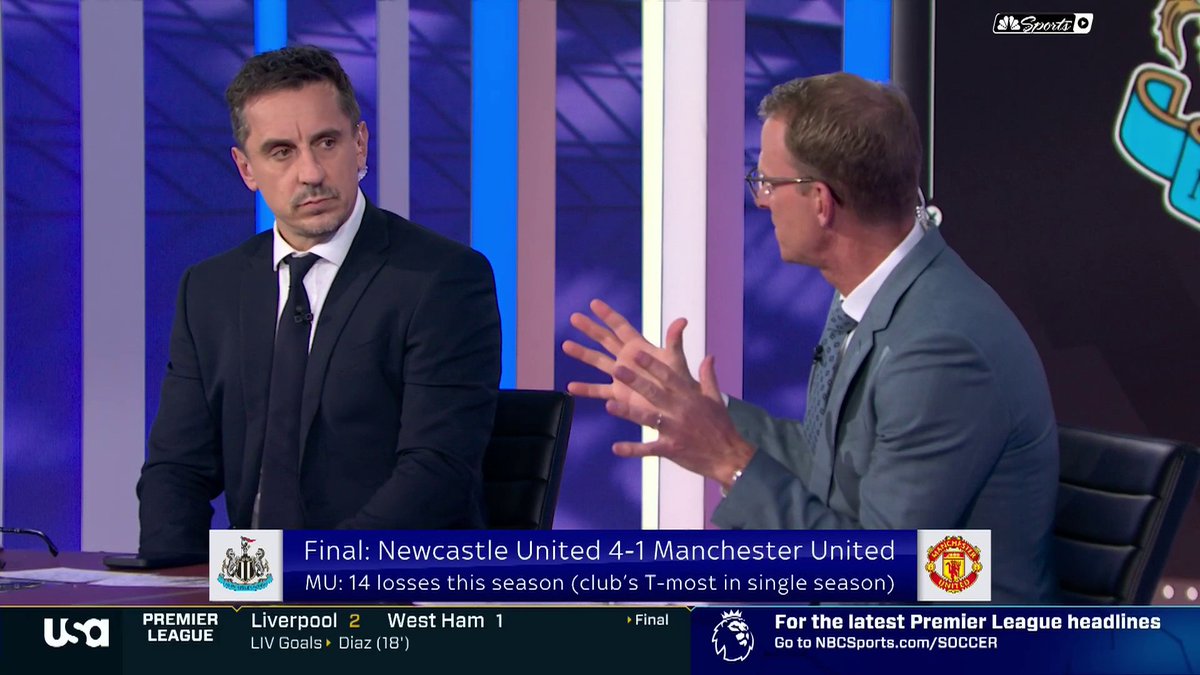 "It's just more than the system right now." Gary Neville and Robbie Mustoe debate the root of the issues at Man United after a 4-1 defeat in Newcastle.