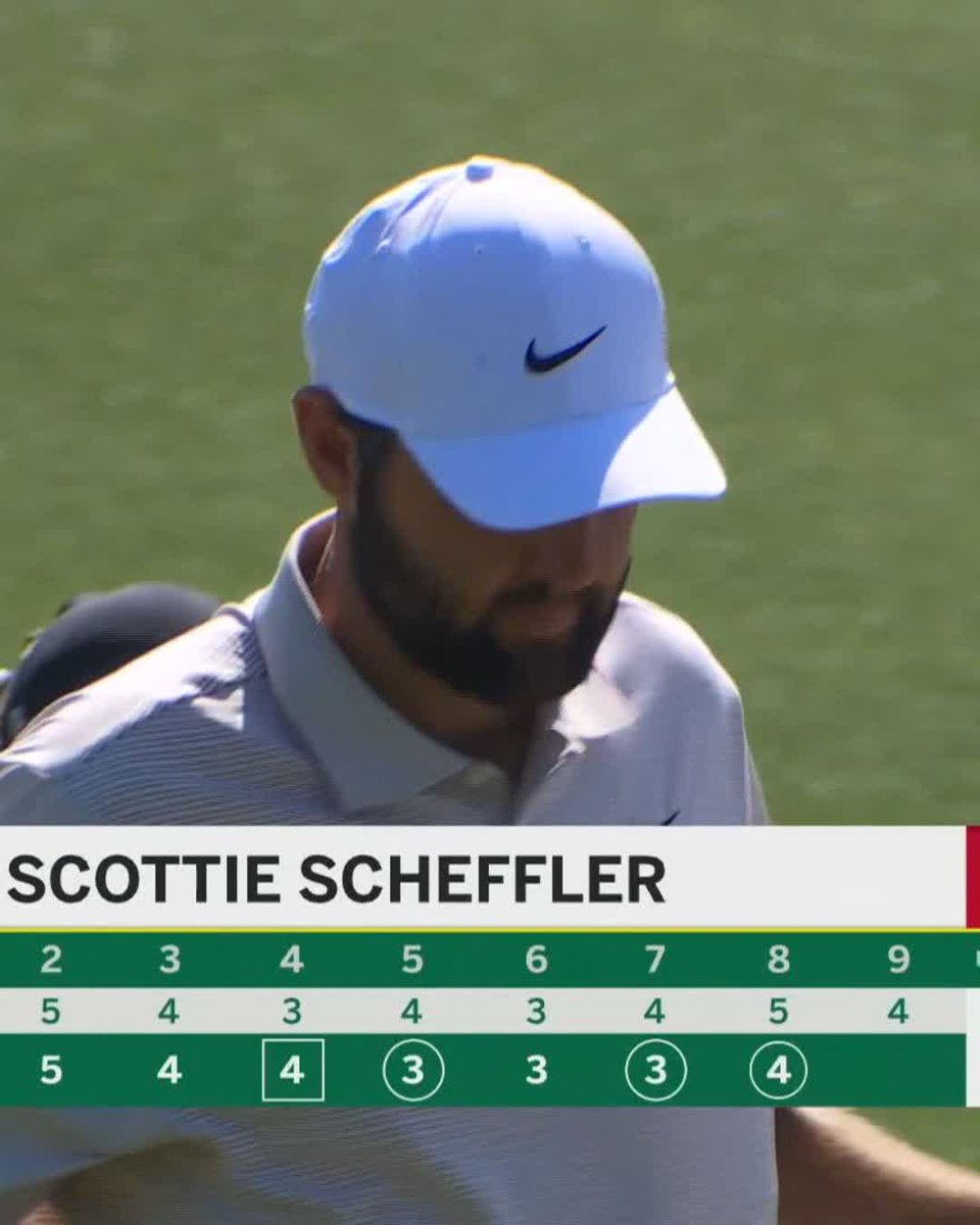 Scottie Scheffler birdies three of his last four holes and moves to seven under par. #themasters