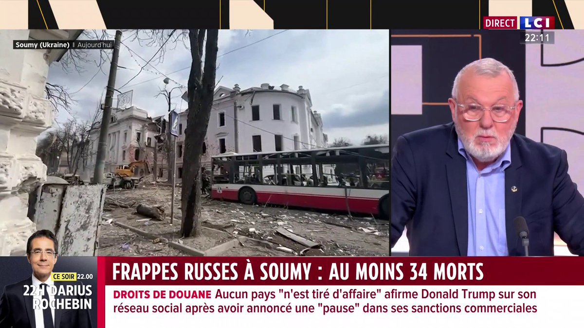 Frappe russe meurtrière en Ukraine : "Il y a délibérément l'emploi de missiles puissants, précis, précieux, (...) avec des sous-munitions. Et quand vous tapez sur une ville avec des sous-munitions, c'est que vous cherchez à tuer", souligne Michel Goya. ▶️ avec Darius Rochebin