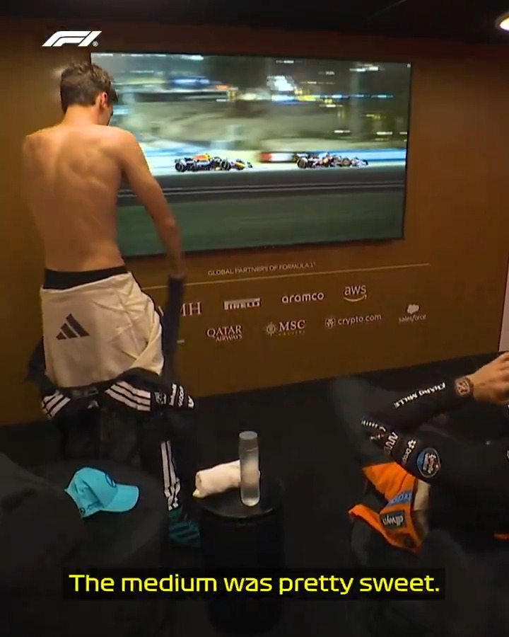 George strips off in the cooldown room 😮 #F1 #BahrainGP