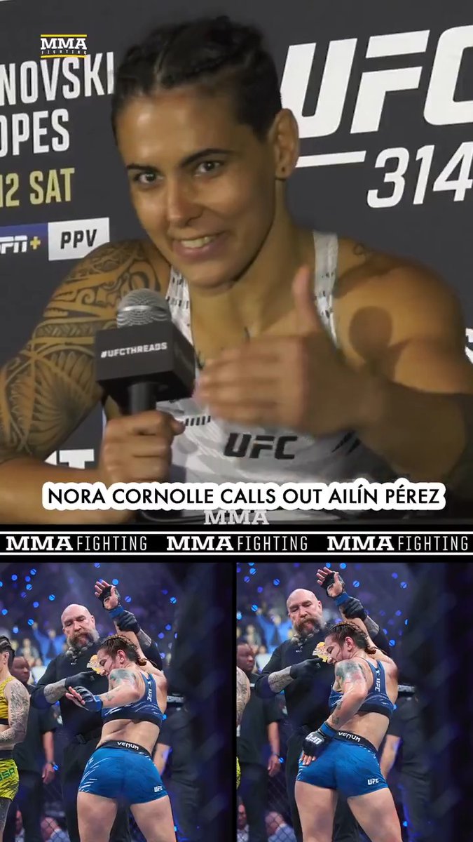 Nora Cornolle calls out Ailín Pérez after her win at #UFC314: "She improved her striking. It was sh*t before and now it's less sh*t."