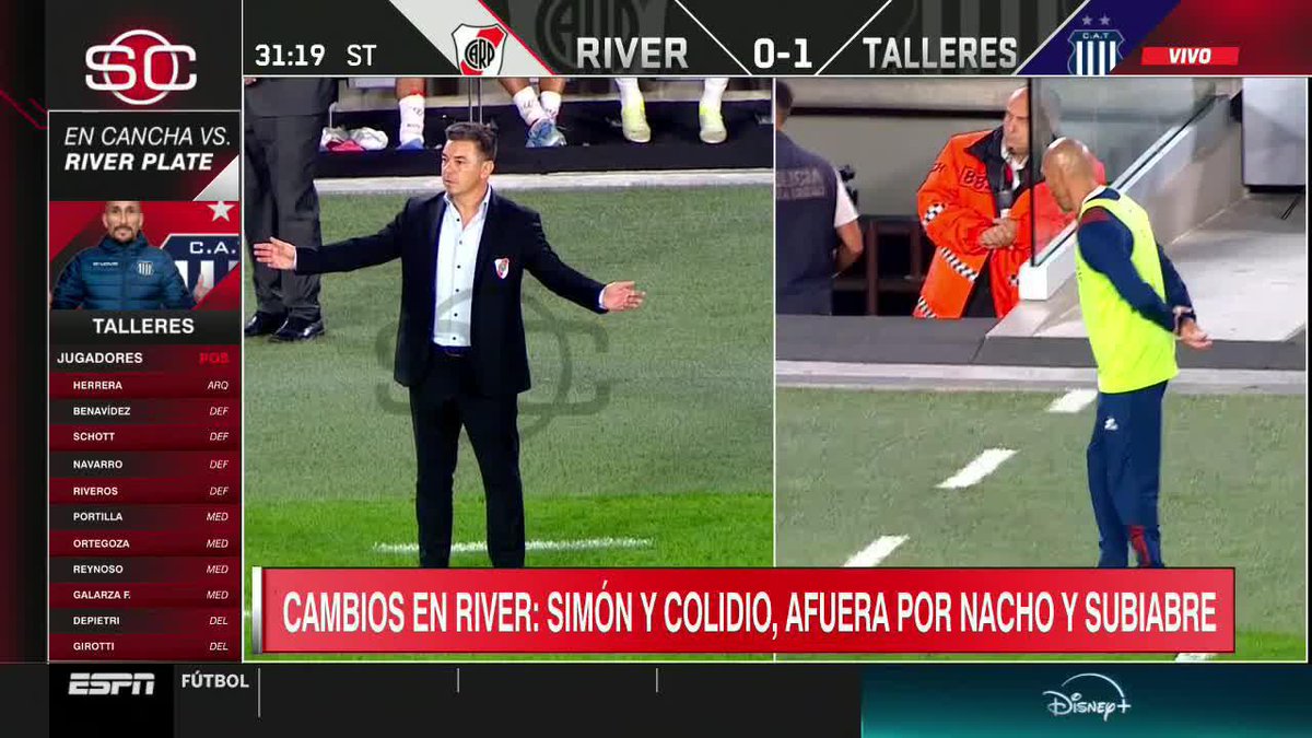 SE QUEDÓ CON LOS BRAZOS ABIERTOS: así reaccionó Gallardo a la oportunidad desperdiciada por Borja. 📺 #SportsCenter | #DisneyPlus