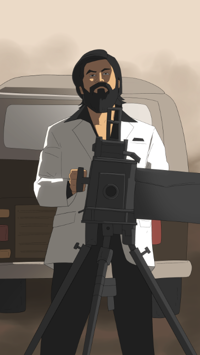 The sketch of Yash as Rocky Bhai and his legendary history, carved in gold 🔥 #3YearsOfKGFChapter2 🎨: Third Eye Feed