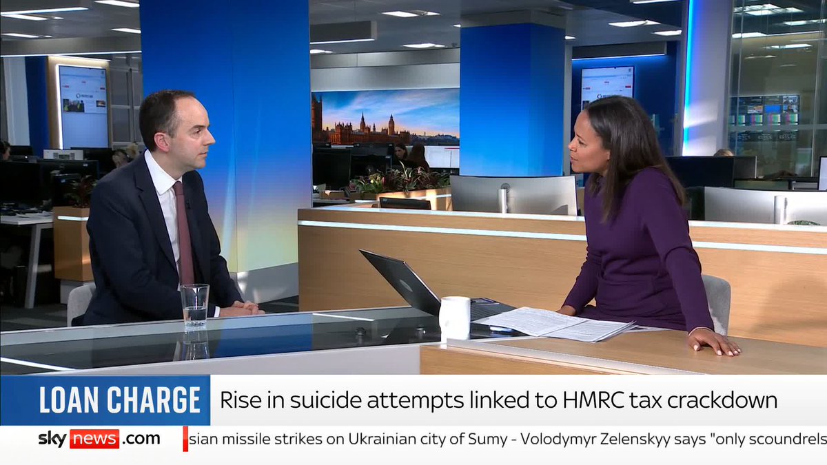 There has been a rise in suicide attempts linked to a HMRC tax crackdown, as MPs criticise the 'sham' review into loan charge schemes. Exchequer Secretary to the Treasury James Murray is asked about the Sky News report ⬇️ 🔗