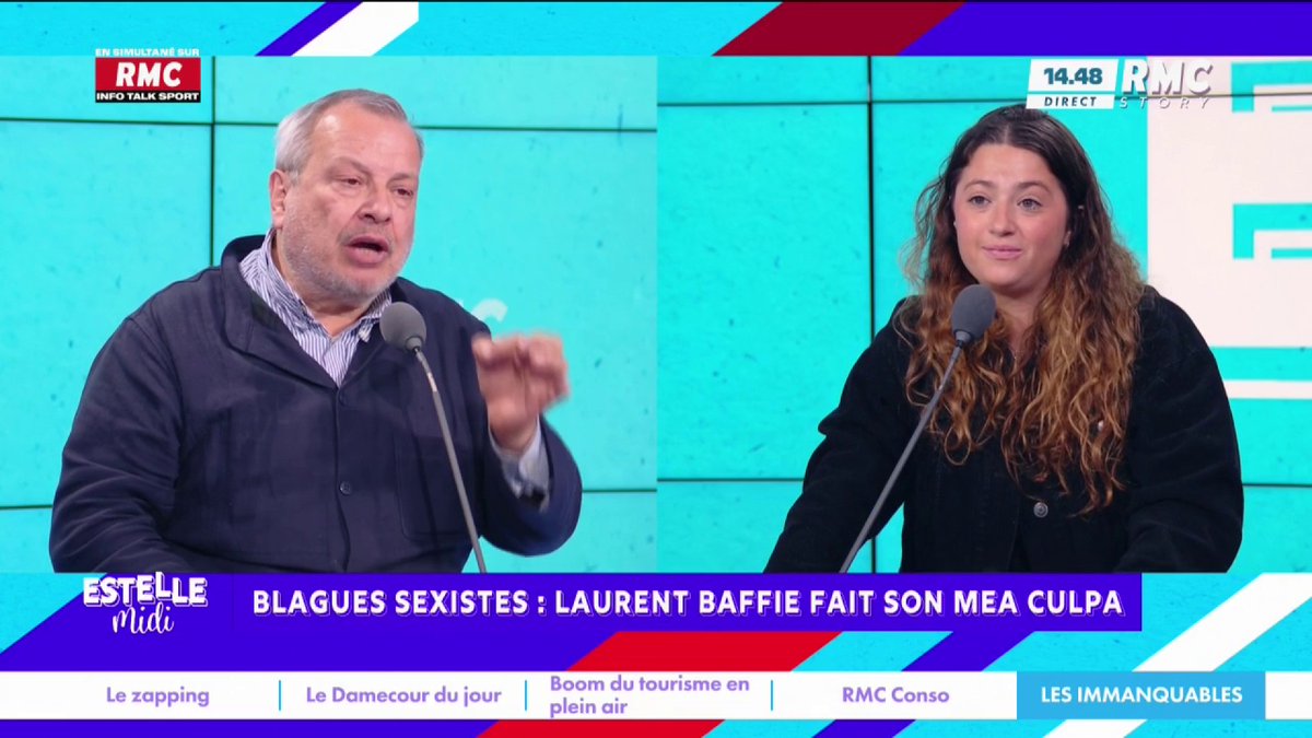 💥 Échange tendu entre Périco et Élise après le mea culpa de Laurent Baffie pour certaines blagues 🎙️ Périco Légasse : "Ce que tu viens de dire est inadmissible ! Tu n'aimes pas la démocratie !" 🎙️ Elise Goldfarb : "Baffie a raison de s'excuser ! Faire des blagues sur des femmes qui sont victimes de viols, ce n'est pas de la caricature, c'est de la haine !" #EstelleMidi