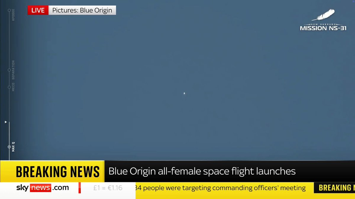 NOW - Blue Origin's "all-female crew" launches into space.