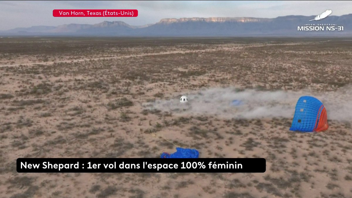 🔴 DIRECT : La capsule de Blue Origin, entreprise de Jeff Bezos, est retombée sur terre, après un vol spatial d'une dizaine de minute. Pour rappel, Katy Perry faisait partie de l'équipage, au même titre que Lauren Sanchez, la fiancée du propriétaire d'Amazon.