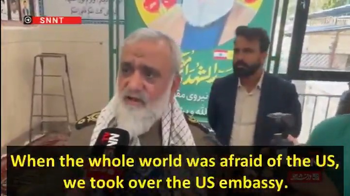 IRGC Deputy Coordinator Gen. Mohammad-Reza Naqdi claims the US has lost its strength 🚨 NOTE: He admits the regime led the attack on the US embassy in Tehran. (Previously Iran's officials denied direct involvement.) #BlacklistIRGC CC: Karoline Leavitt Sebastian Gorka DrG State Dept CT Bureau Anitta Hipper