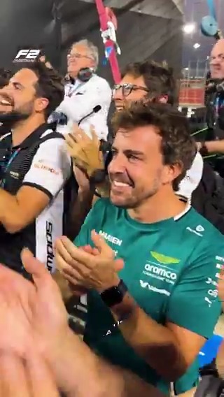 Father is fathering 🥹 Fernando Alonso beaming after his protégé PepeMartiS took the #F2 Sprint win! #BahrainGP
