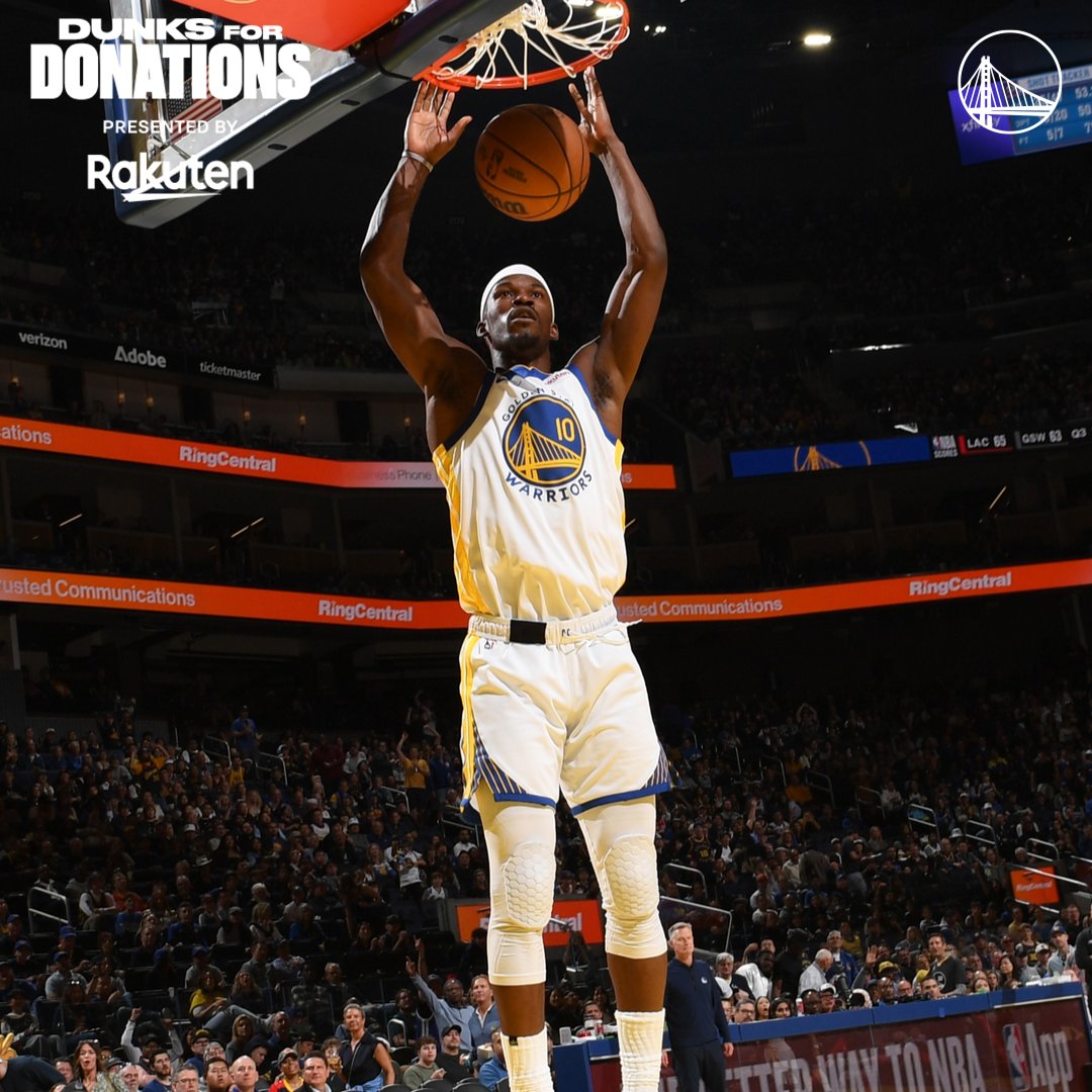 The Dubs have 339 dunks so far this season, resulting in $847,500 raised for the Warriors Community Foundation courtesy of Rakuten Dunks for Donations || #DubNation