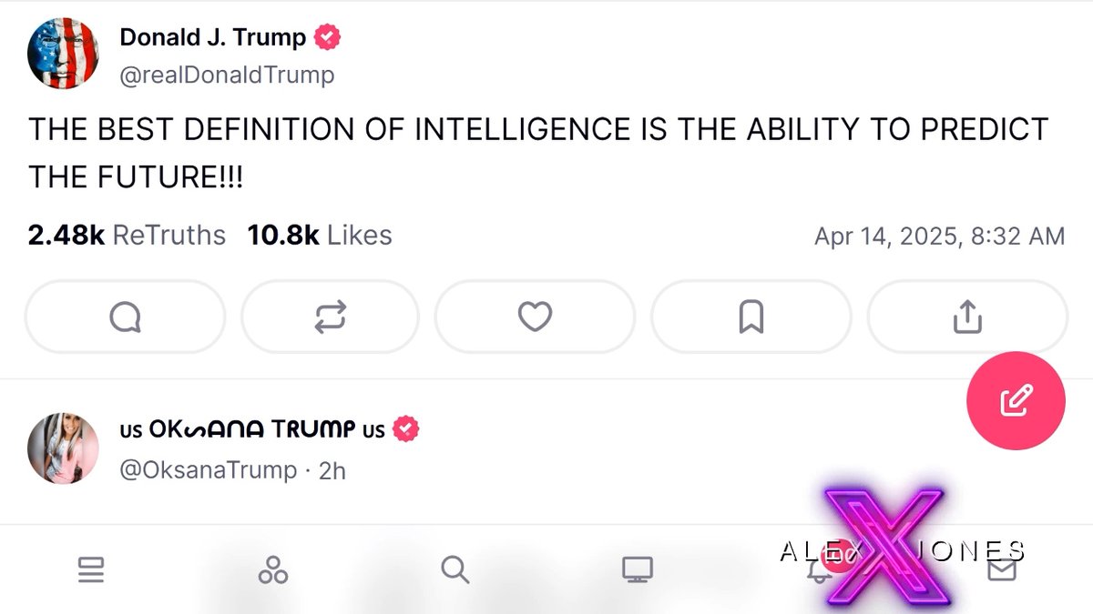 "THE BEST DEFINITION OF INTELLIGENCE IS THE ABILITY TO PREDICT THE FUTURE!!!" -President Donald J. Trump