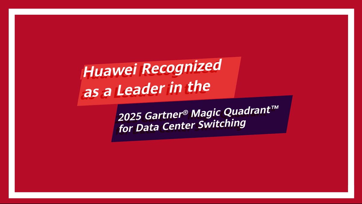Unlock in-depth insights—watch now! #Huawei has been recognized as a Leader in the 2025 Gartner® Magic Quadrant™ for Data Center Switching. Join Arthur Wang, President of Data Center Network Domain in Huawei's Data Communication Product Line, and discover how the Xinghe Intelligent Fabric Solution delivers intelligent, maximized computing power and always-on services through a three-layer network architecture: AI Brain, AI Connection, and AI NE. Learn more: #HuaweiDatacom