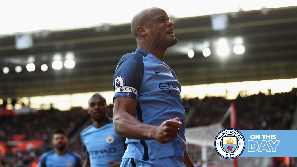 #OnThisDay: Southampton 0-3 #ManCity [2017] ⚽️ [55'] Vincent Kompany ⚽️ [77'] Leroy Sané ⚽️ [80'] Sergio Kun Aguero