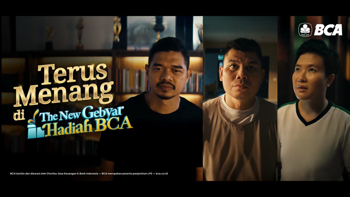Ternyata, Bambang Pamungkas, Chris John, dan Liliyana Natsir (Butet) masih bisa #TerusMenang meski tidak bertanding. Tidak hanya mereka, kamu juga bisa terus menang di Gebyar Hadiah BCA! 🫵🏼🏅 Menangkan hadiah langsung berupa smartphone, logam mulia, dan voucher dengan main Gacha Berhadiah di myBCA atau BCA mobile. Kamu juga bisa dapat kesempatan untuk menang hadiah utama yang lebih gebyar lagi ✨ 🚙 GRAND PRIZE Mercedes-Benz GLS 450 🚗 12 unit Toyota Innova Zenix Q Hybrid 💛 120 unit Logam Mulia 10 gram Yuk, terus kumpulin poin dengan terus nabung, terus tingkatkan saldo, dan terus transaksi pakai BCA! 💙 Info selengkapnya di #GebyarHadiahBCA