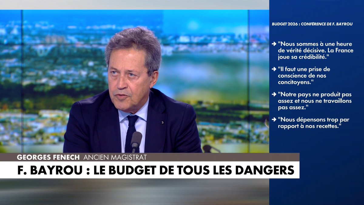 Georges Fenech sur le bilan de la situation française, évoqué par le Premier ministre François Bayrou : «Le constat est hallucinant : nous sommes les derniers de la classe partout» dans #MidiNews
