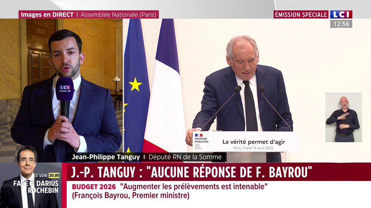 🔴 Discours de François Bayrou 🗣️ Jean-Philippe Tanguy (Jean-Philippe Tanguy Ⓜ️), député RN : "La prestation de M. Bayrou était un interminable enfonçage de portes ouvertes pour nous dire ce que tout le monde sait (...) Je suis très déçu par cet exercice."