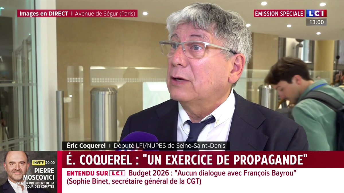 🔴 Discours de François Bayrou 🗣️ Eric Coquerel (Eric Coquerel), député LFI/NUPES : "J'ai eu l'impression d'assister à un exercice de propagande pour nous convaincre qu'il va falloir poursuivre la même politique qui a échoué (...) Les chiffres présentés ne sont pas objectifs."