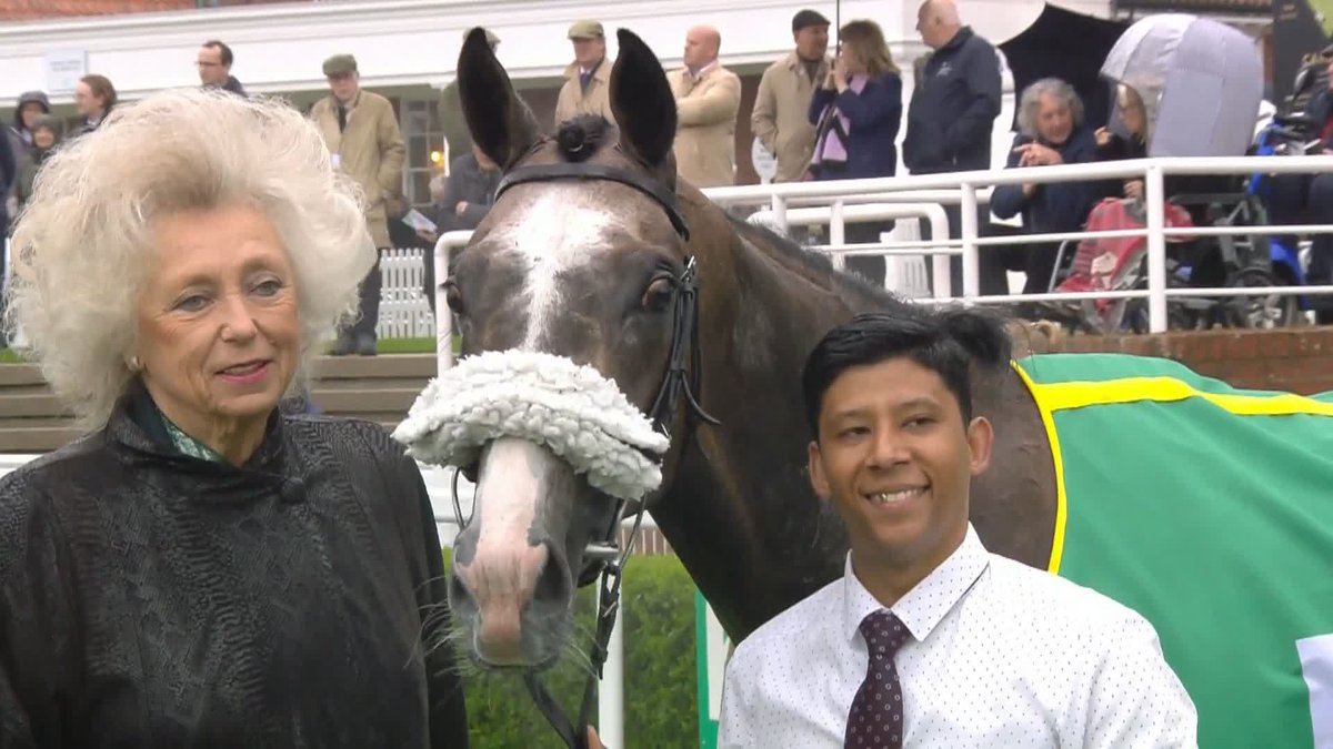 "He's a great stallion and even better is still to come" 😀 Winning owner, Kirsten Rausing reacts to Almeric's win in the Feilden Stakes 🗣️ #ITVRacing | Newmarket Racecourse | Matt Chapman
