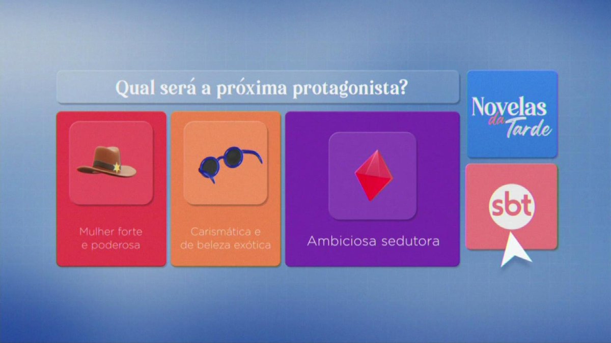 SBT realiza enquete para que o público descubra qual será a próxima protagonista das noevlas da tarde.