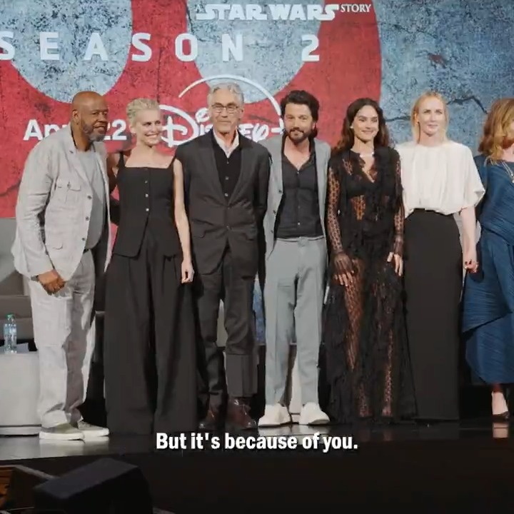 The road to rebellion leads here. Last night the cast and crew of Andor reunited in Hollywood to celebrate the final season. Don’t miss the three-episode premiere streaming April 22, only on Disney+.