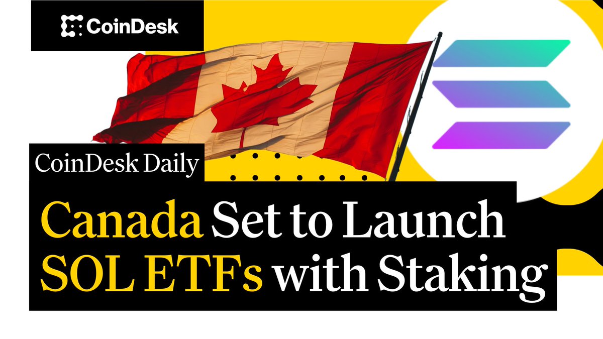 🇨🇦🗞️ Canada set to launch spot Solana ETFs with staking 🇺🇸🗞️ U.S. will likely approve XRP or Solana ETFs next: Kaiko 🗞️ Bitcoin ETFs face major outflows amid trade tensions Christine Lee explores ETFs on "CoinDesk Daily." 🔗👇