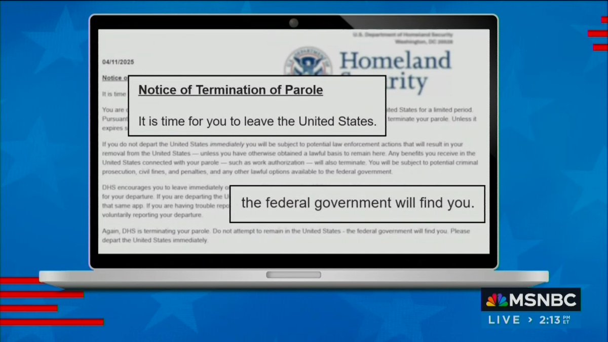 Jansing: 'It is time for you to leave the US.' That's the email that Nicole Micheroni got from the DHS just last week. That email said she had to leave in 7 days, or 'the government will find you.' ...but Micheroni is a US citizen born and raised in Massachusetts
