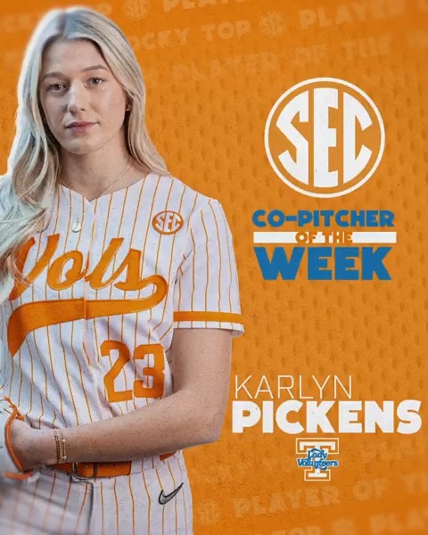 🥎 SEC Pitcher of the Week: April 15 🟠 Karlyn Pickens Tennessee Softball x #SECSB
