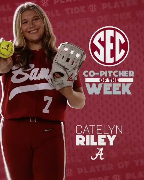 🥎 SEC Pitcher of the Week: April 15 🐘 Catelyn Riley Alabama Softball x #SECSB