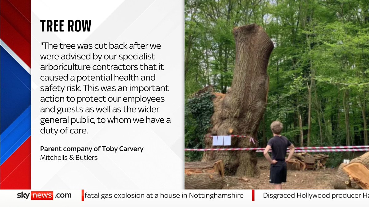 Mitchells &amp; Butlers, the owners of Toby Carvery, have issued a statement regarding the felling of the tree ⬇️