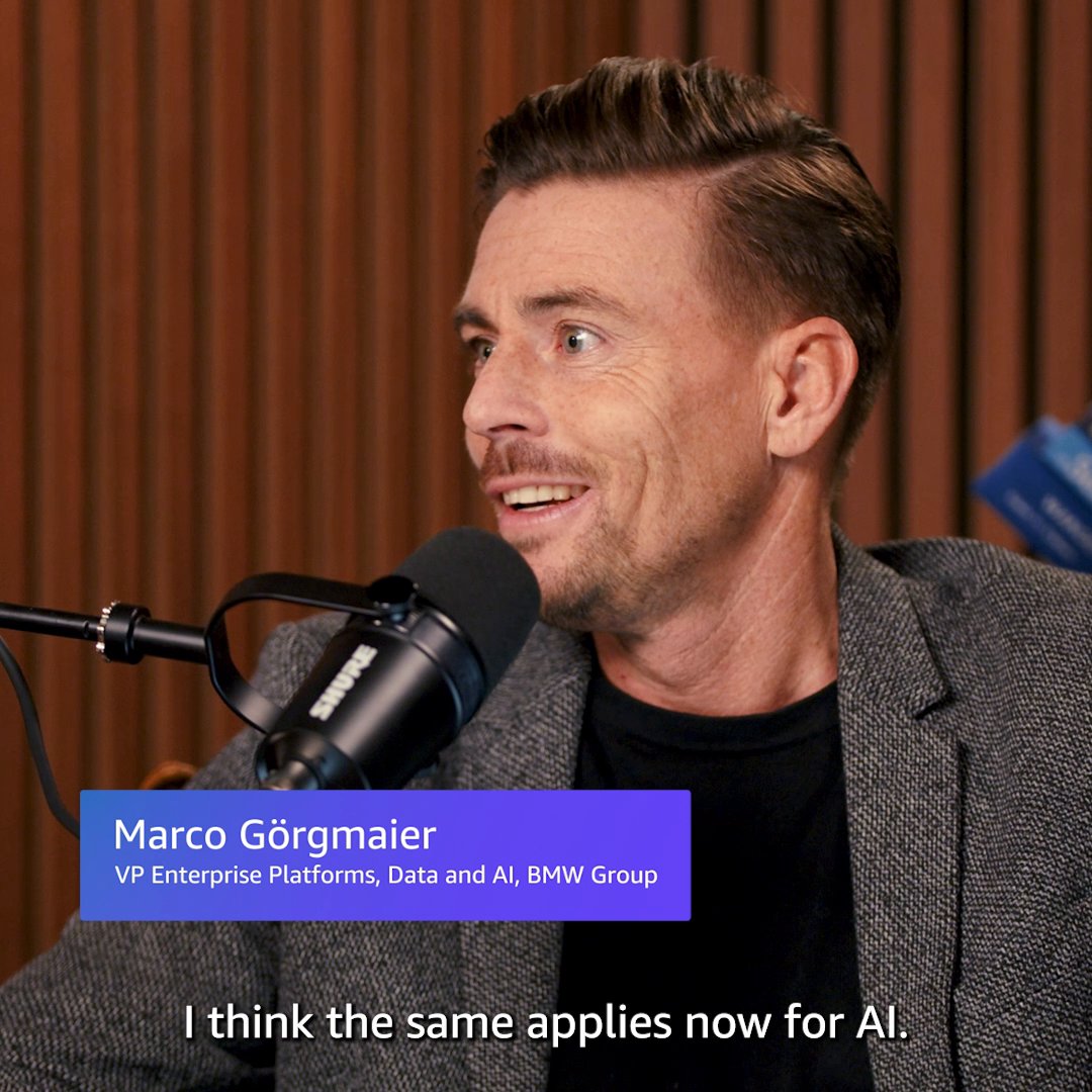 How BMW Group is implementing #AI across global operations. 🚗 Marco Görgmaier, VP of Enterprise Platforms, Data & AI discusses practical AI applications—from quality control to customer service. Listen here: #AWS