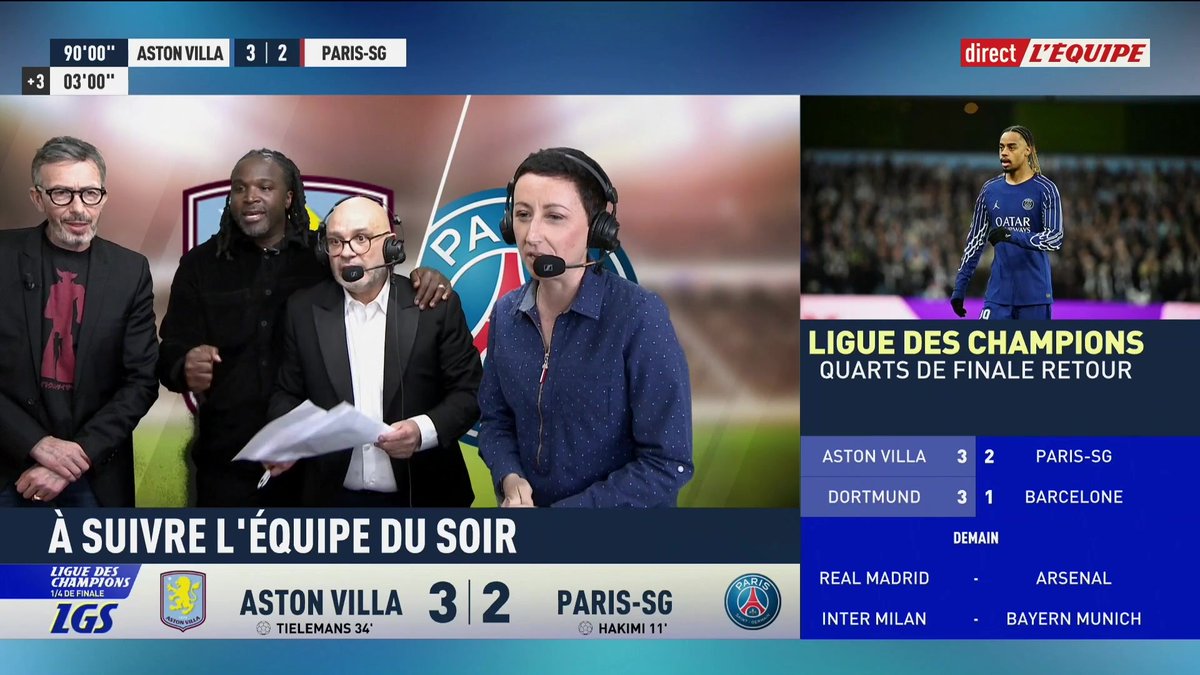 Le PSG s'est fait peur et perd contre Aston Villa (2-3), mais se qualifie pour les demi-finales de la Ligue des champions ! #AVLPSG