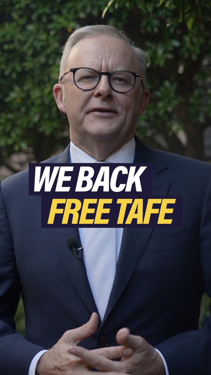 The Liberals have just admitted they will axe free TAFE if they are elected. Free TAFE is building our future workforce of tradies, nurses and early educators. And under a Labor Government, free TAFE will be permanent.