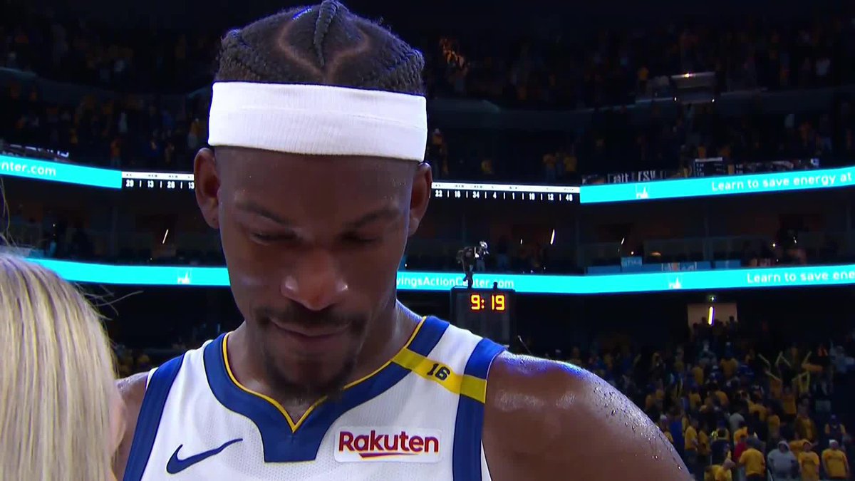 "That's a Batman if I've ever seen a Batman. Always coming to save the day" 👏 Allie LaForce with Jimmy Butler who had high praise for Steph after another clutch performance 🙌