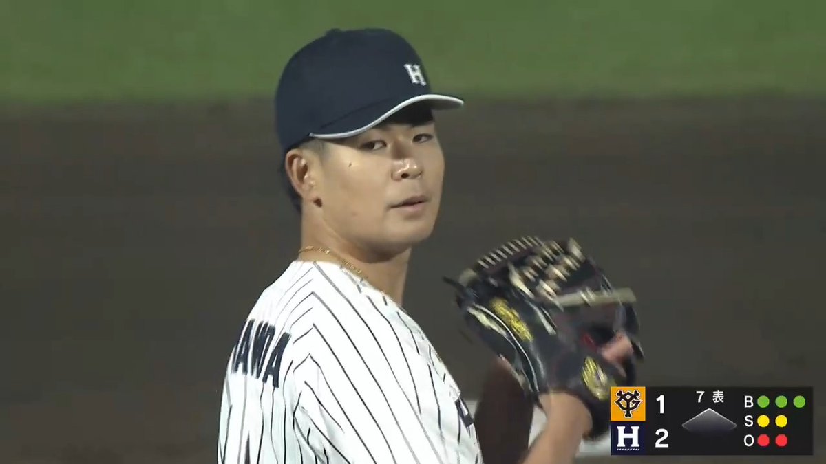 ⚾️#ファーム交流試合 1⃣0⃣0⃣球を越える力投🔥 くふうハヤテ先発 #山田龍聖 投手 落ちるボールで今日7つ目の三振を奪う✨ 🆚#くふうハヤテ vs #巨人 #プロ野球 #ファーム #ハヤテ