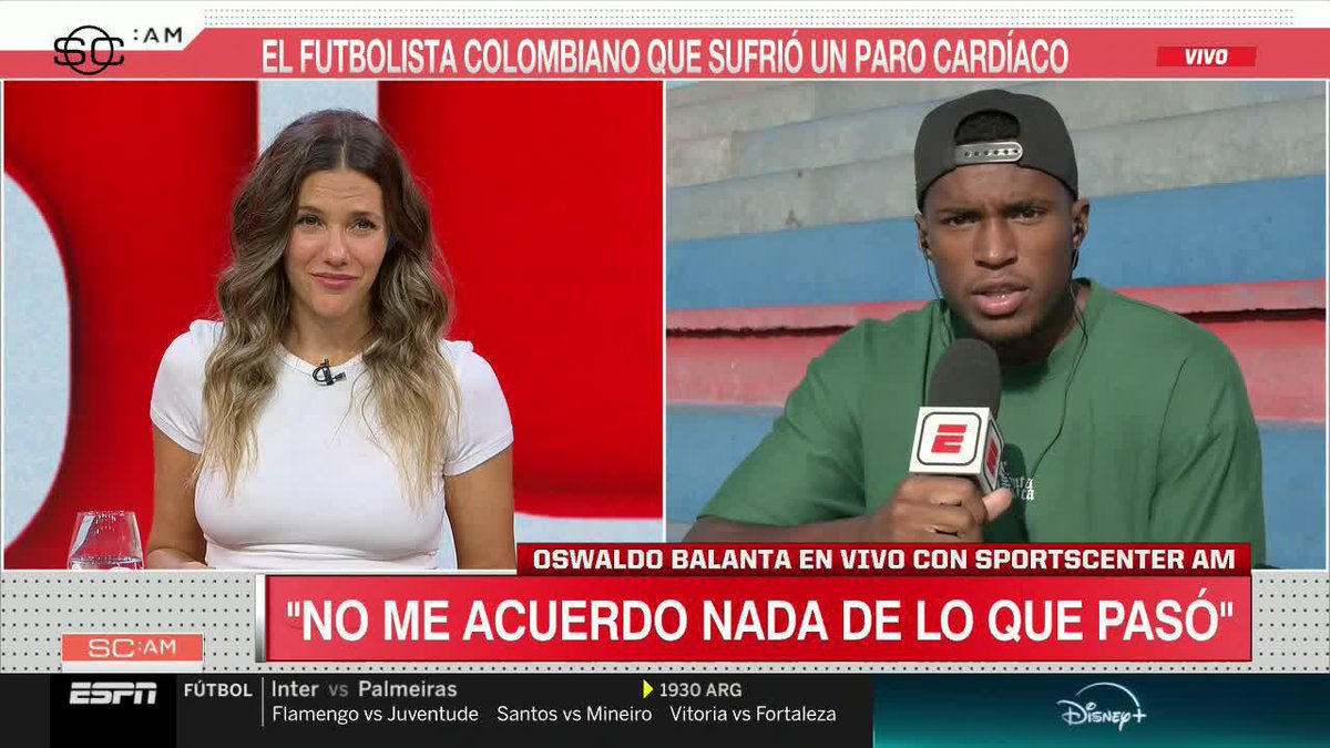 "ME ACUERDO MUY POCO", el relato de Oswaldo Balanta en #SportsCenterAM, luego de haber sufrido un paro cardíaco en un entrenamiento de la Reserva de San Lorenzo 📺 #DisneyPlus