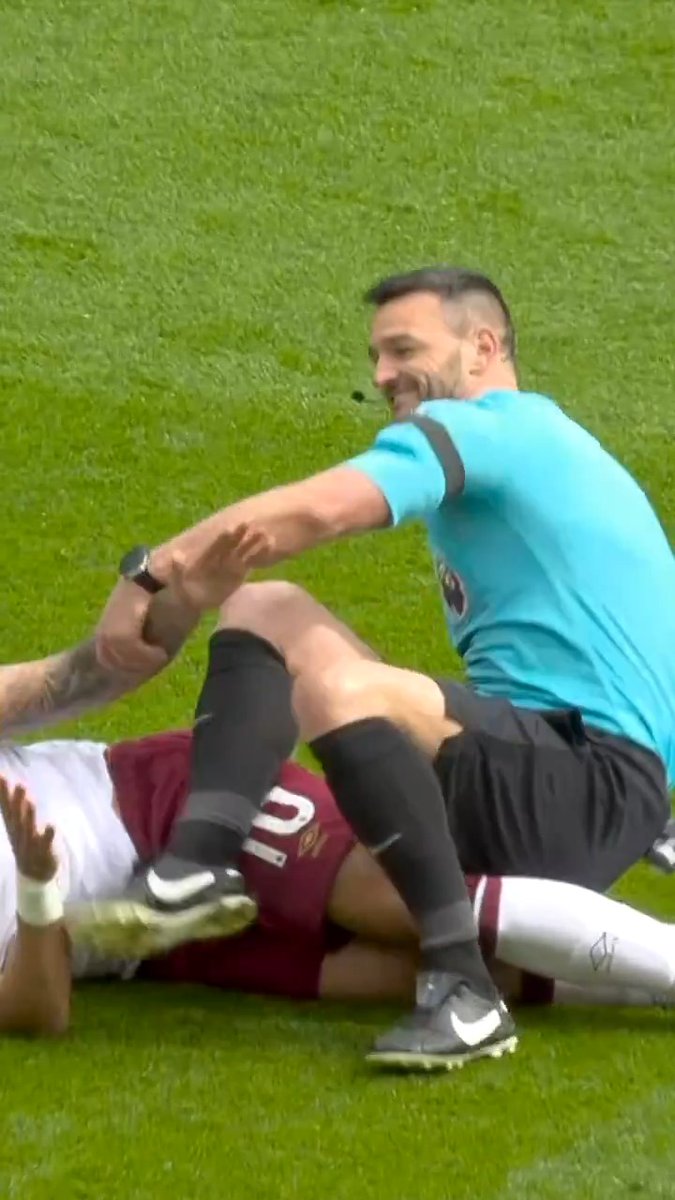 We're guessing Lucas Paqueta's slide tackle on the referee at Anfield was probably unintentional. 😅