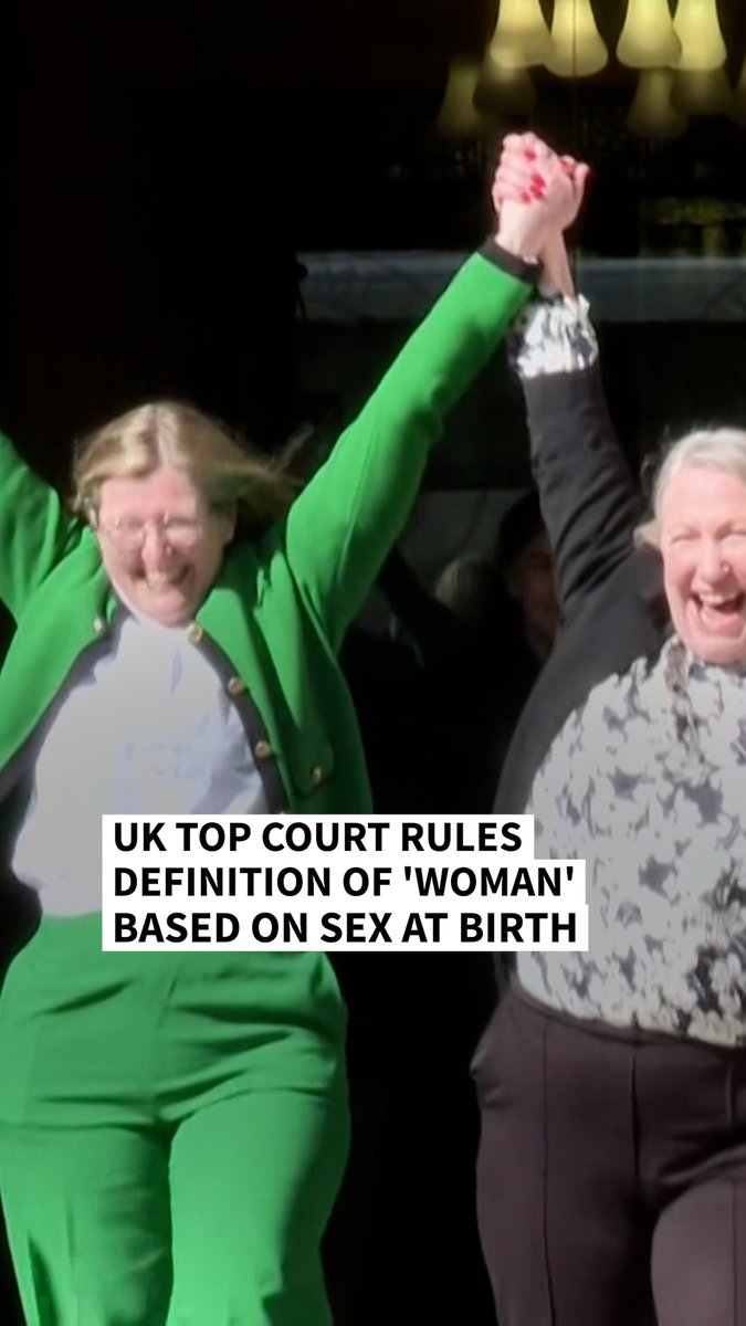 VIDEO: 🇬🇧⚖️ UK top court rules definition of 'woman' based on sex at birth Britain's Supreme Court ruled that the legal definition of a "woman" is based on a person's sex at birth, a landmark decision with far-reaching implications for the debate over trans rights #AFPVertical