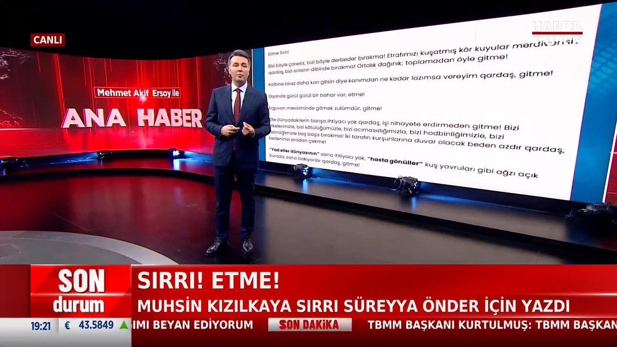 Sırrı! Etme! Habertürk Yazarı Muhsin Kızılkaya, Sırrı Süreyya Önder için yazdı.