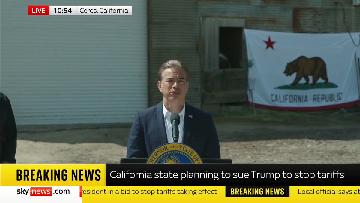 'The US constitution gives Congress the power of the purse. It's their responsibility to set tariffs - not the president's.' Attorney General of California Rob Bonta announces the state's plan to sue Trump and stop his tariffs. 📺 Sky 501 and YouTube