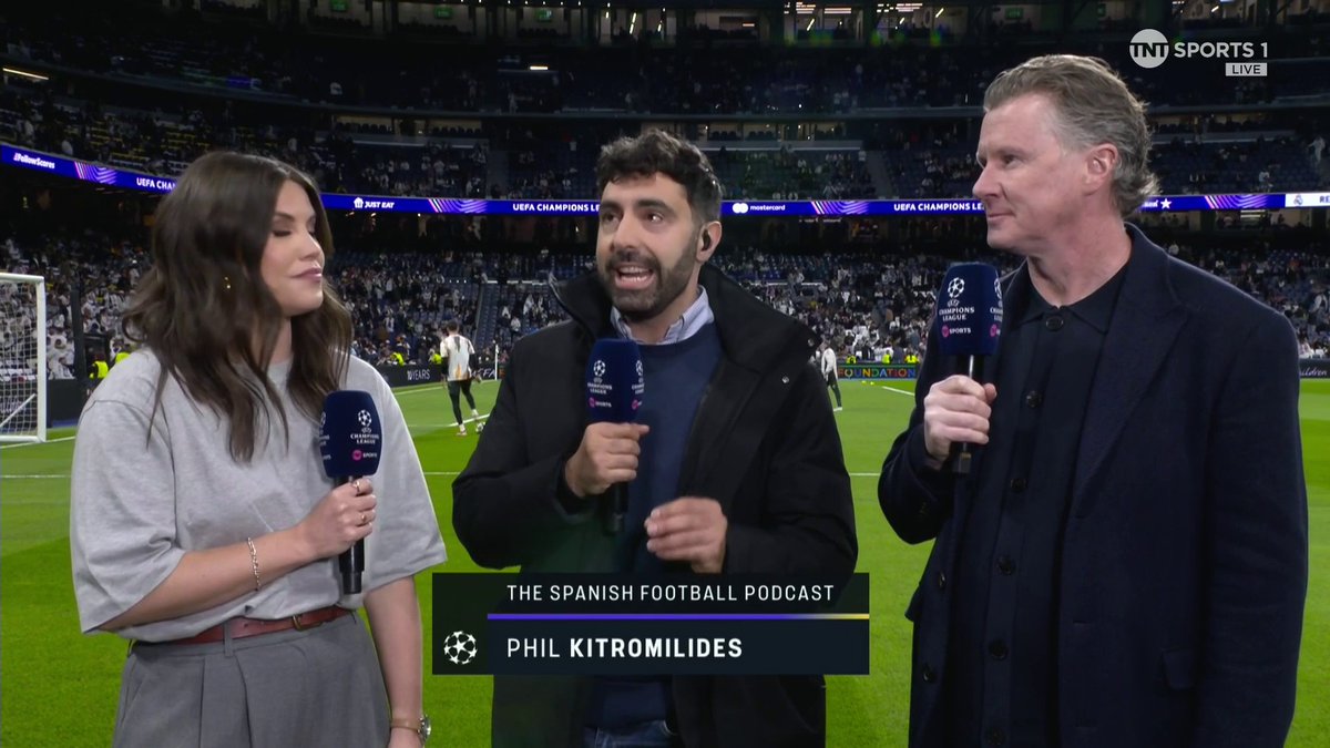 "Everyone in this stadium believes that Real Madrid have a good chance." Phil Kitromilides on Real Madrid's target of a 'remontada' against the Gunners 👀 🎙 Becky Ives | 📺 TNT Sports & discovery+ UK .