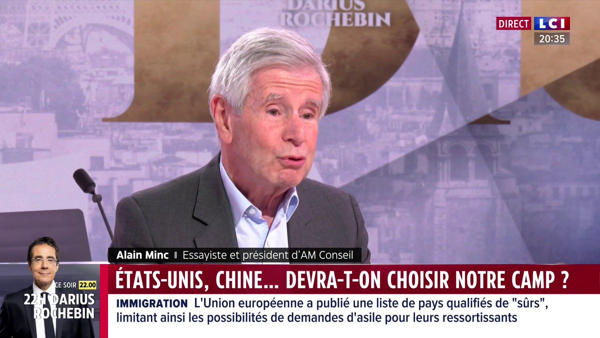 Tensions Chine / USA : "En réalité, les Chinois ont un pistolet braqué sur le cœur des Américains, à mon avis plus important que les armes (non militaires) que Trump pense avoir vis-à-vis d'eux" estime Alain Minc