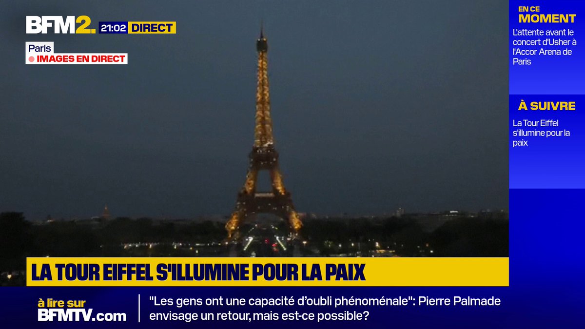 Paris: la Tour Eiffel s'illumine pour la paix ce mercredi alors que la ville accueille une conférence sur le Proche-Orient