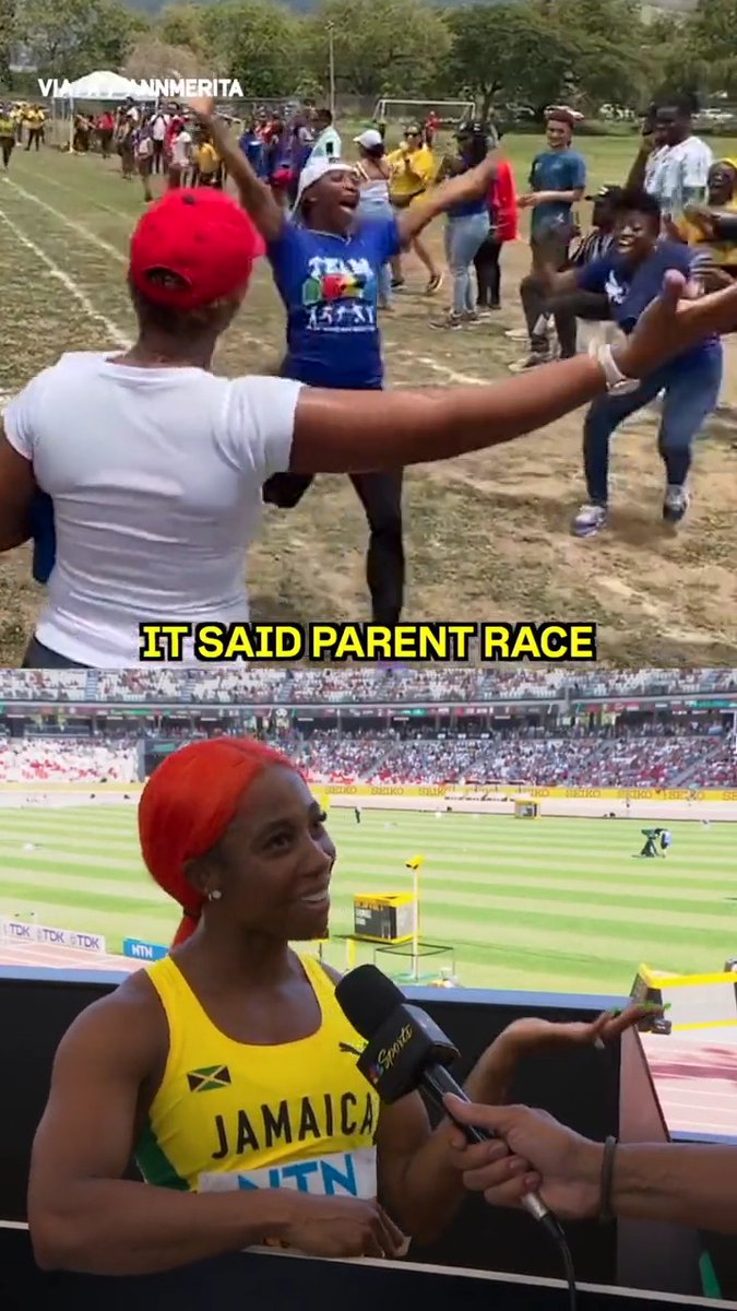 "It said parent race so I showed up for the parent race!" - Shelly-Ann Fraser-Pryce 🤣