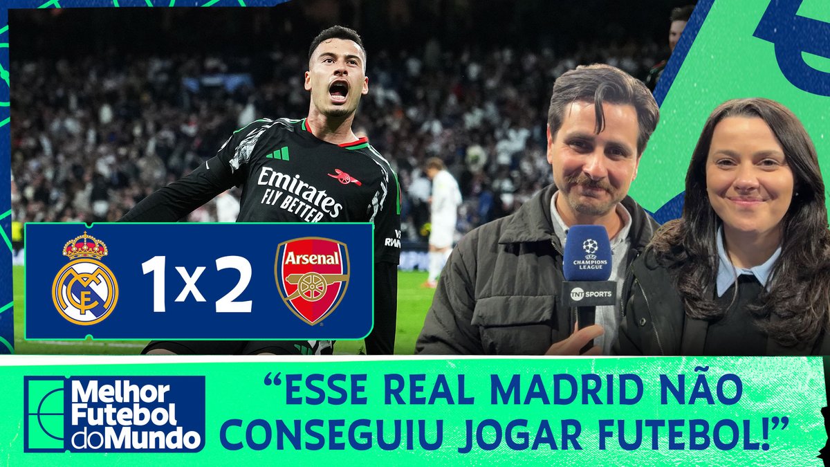 5 A 1 FOI POUCO?! 👀🗣️ Um Real Madrid com pouco repertório foi dominado e eliminado por um Arsenal que sai maior do que chegou no Bernabéu. Fred Caldeira e a Tati Mantovani analisaram a vitória dos Gunners. #CasaDaChampions