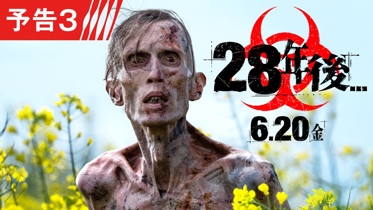映画『28年後...』本予告 全世界一斉解禁❗️ 📽️6月20日(金)全国の映画館で公開🎞️ ロンドンで発生した人間を瞬時に凶暴化させるウイルスのパンデミックから28年後... わずかな生き残りはウイルスが蔓延した本土を離れ、孤島に身を潜めて厳しいルールの下で暮らしていた。そこに暮らす親子、ジェイミーと息子のスパイクは、ある任務のため島民の忠告を振り切り、本土へ向かう。島と本土を結ぶのは一本の土手道のみ。美しい自然が広がる本土には変わり果てた感染者が潜み、人間の頭蓋骨の塔が立つ、人間が人間ではなくなっている世界──。そこで親子は奇跡的に生き残ったケルソン博士に出会い、ある驚愕の事実を知る。 これは世界的パンデミックを経験した私たち人類に向けられた“黙示録”なのか？ それとも──。