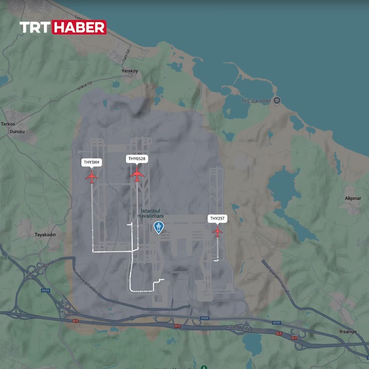 İstanbul Havalimanı'nda ilk kez 3 uçağın aynı anda havalandığı anlar.