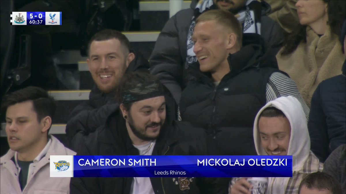 Leeds Rhinos' Mikolaj Oledzki and Cameron Smith were scouting out St James' Park at Newcastle vs Crystal Palace last night 👀 Super League’s Magic Weekend is heading back to Newcastle on 3rd-4th May, live on Sky Sports! 📺🏉