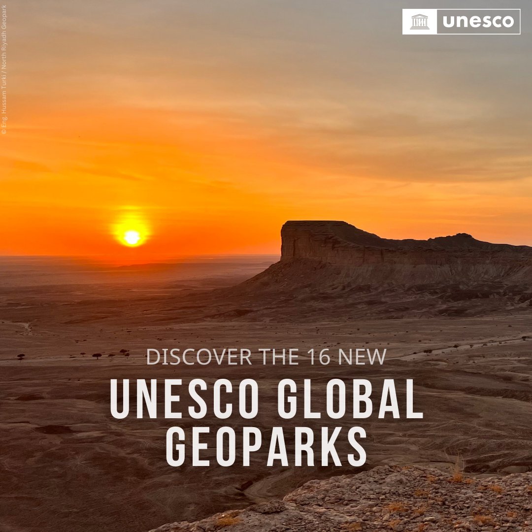 Exciting news!🎉 Discover the 16 new #UNESCOGeoparks, showcasing the geological heritage of our planet. With these designations, the global network expands to 229 geoparks across 50 countries. Let's safeguard geodiversity for future generations: