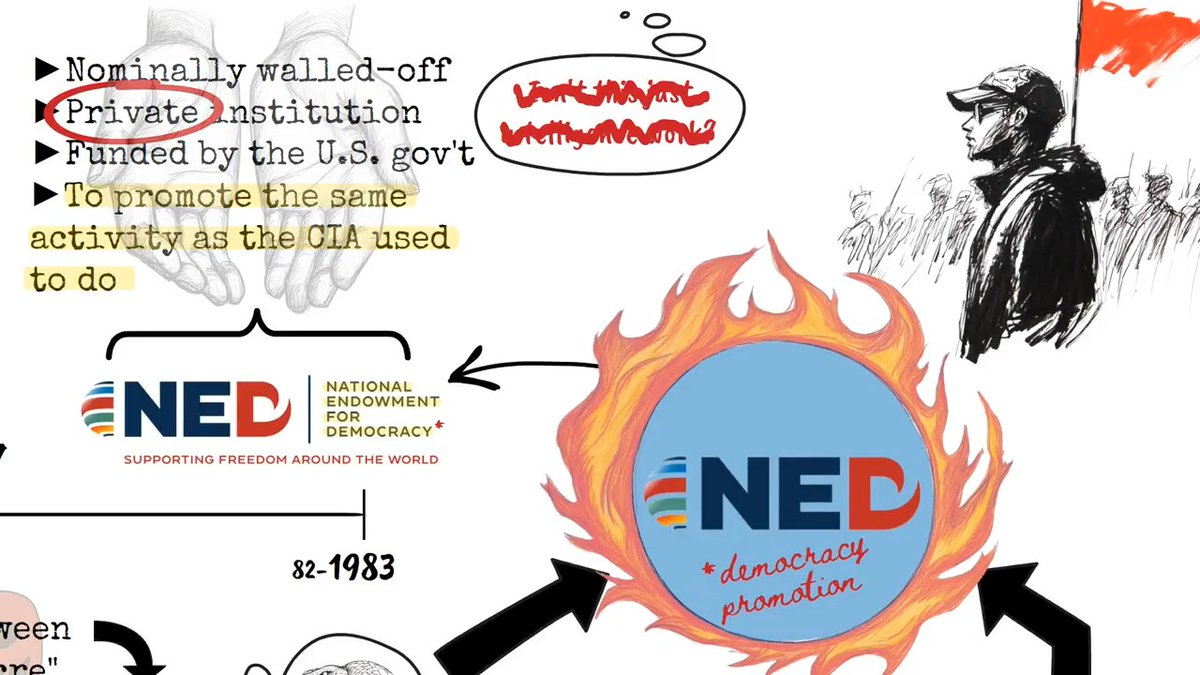 The National Endowment for Democracy is one of the top cut-outs for U.S. soft-power projection. ••• "There is no dividing line between the NED and the CIA. The NED is the CIA. Point. Blank. Period." –Mike Benz Mike Benz